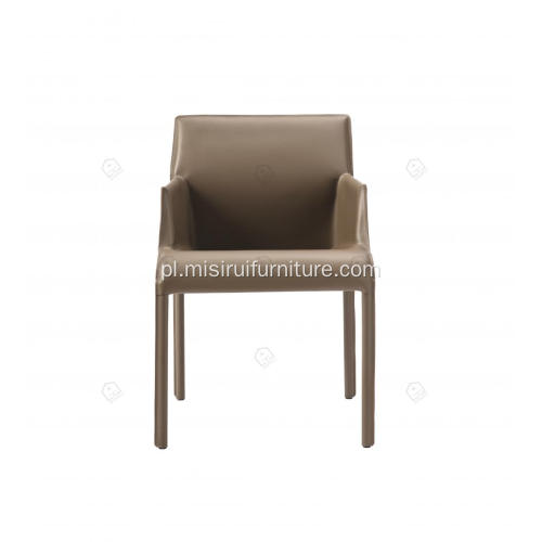Ltalian minimalistyczne krzesła z skórzanego siodła khaki